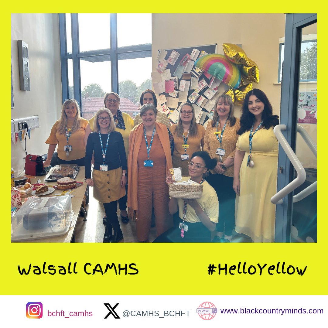 CAMHS_BCHFT's tweet image. Our Walsall CAMHS Team for #helloyellow 

Teams from CAMHS have come together to wear yellow and raise funds through bake sales to show their support for @YoungMindsUK 

#Walsall #CAMHS #fundraiser #WorldMentalHealthDay
