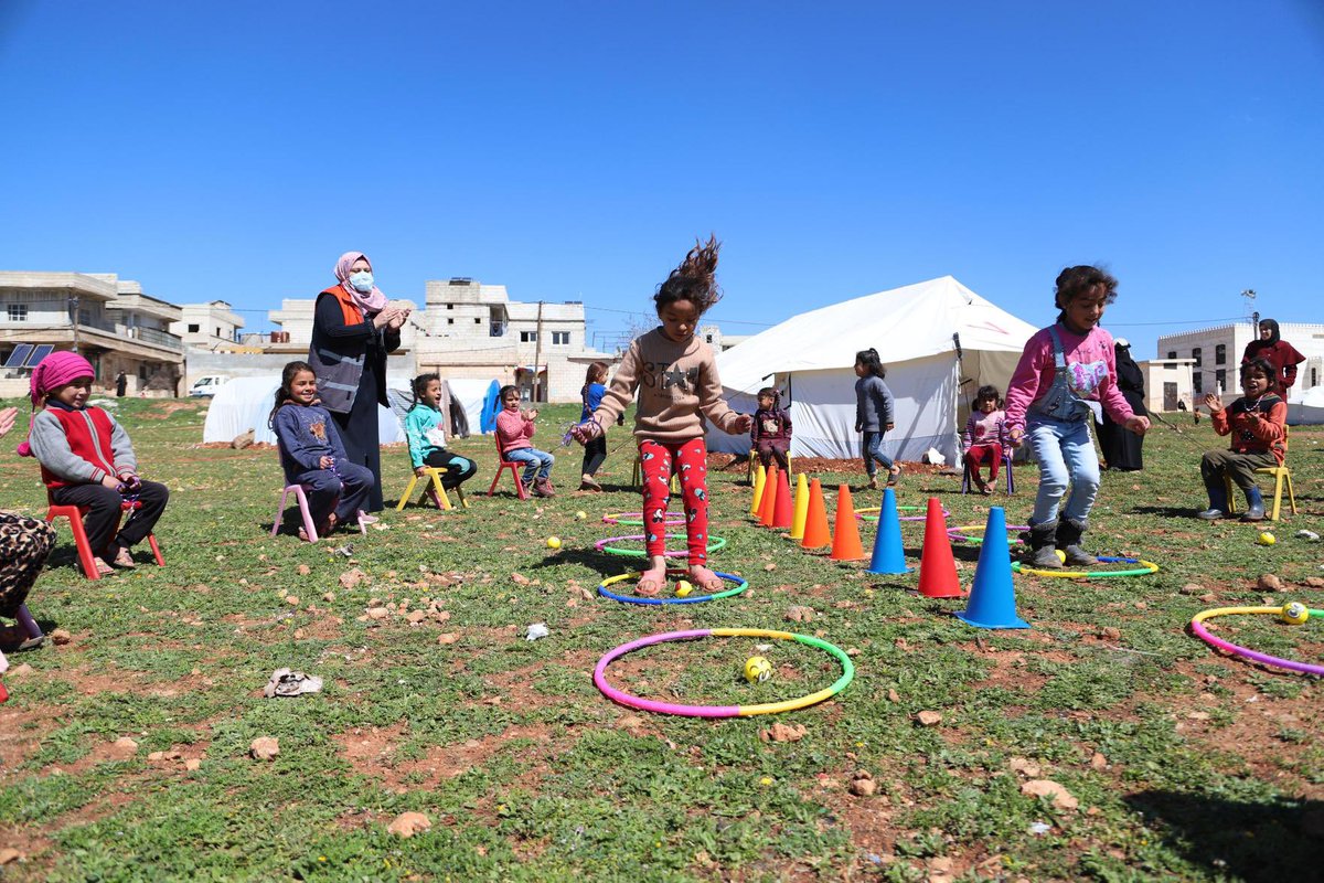 Refugees's tweet photo. Displaced children in north-west Syria have endured 12 years of conflict &amp; the recent earthquakes.
 
As mental health needs are increasing, UNHCR &amp; partner @ShafakOrg are providing psychosocial support, including counseling sessions &amp; recreational activities.
#MentalHealthDay https://t.co/j1LSfZonw7