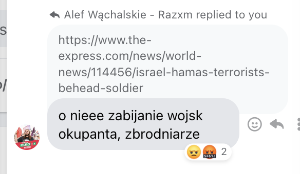 OliwerMGrzonka's tweet photo. Hej @partiarazem, wasz członek zarządu w Lubuskim komentuje obcinanie głów przez Hamas jako casualowe zabijanie okupantów. 

To jest ogólna opinia partii czy tylko @alefwachalskie ?
Pytam, bo trochę smród podpisywać się tak pod wybrykami terrorystów zabijających noworodki https://t.co/KwWvn1tTkS