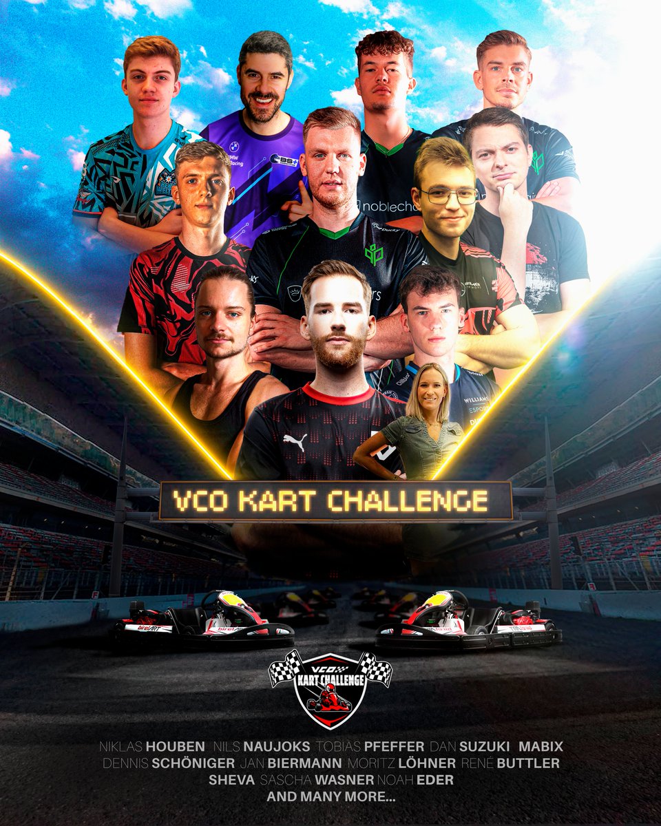 vcoesports's tweet image. The countdown is on for the VCO KART CHALLENGE!

Some of sim racing's finest will battle it out in Dortmund on Thursday! We'll cover the event on our channels.

#vcoesports #vcokartchallenge