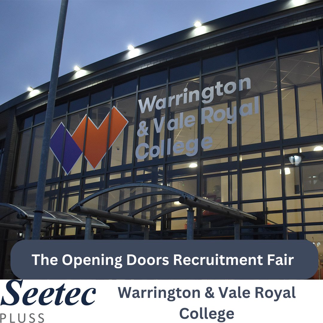 The Opening Doors Recruitment Fair is back tomorrow, at The Cresent Campus, Warrington &amp; Vale Royal College ( 11th October) 

Our Advisers from Seetec Pluss will be there between 4.30pm - 6.30pm 

 bit.ly/3FbqAQI
  
#NoOneLeftBehind #Warrington