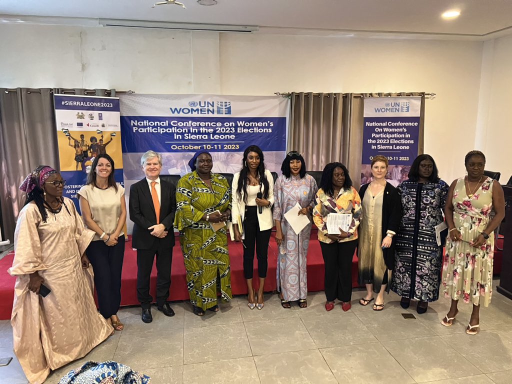 Great moderating the panel session on ‘political parties as vehicle to Women’s political participation in Sierra Leone’

Thanks to UN Women and partners for organizing the National Conference on Women Participation in 2023 Elections

#ChangeWomenWant
 <a href="/UN_Women/">UN Women</a> 
<a href="/UNDPSierraLeone/">UNDP in Sierra Leone</a>