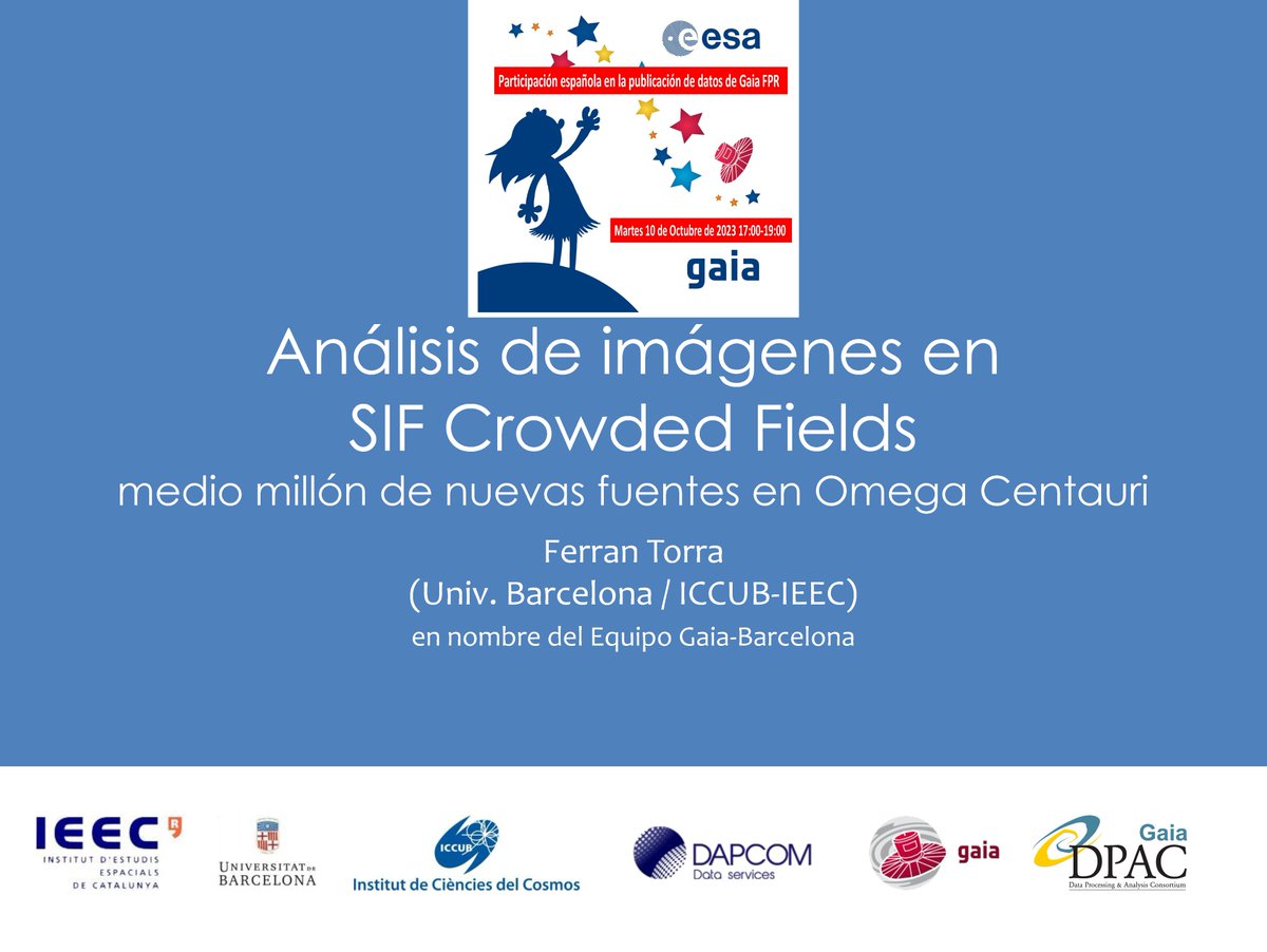 Ferran Torra nos presenta ahora el análisis de imágenes en SIF @GaiaFocus <a href="/ICC_UB/">ICCUB</a> <a href="/IEEC_space/">Institut d'Estudis Espacials de Catalunya (IEEC)</a>