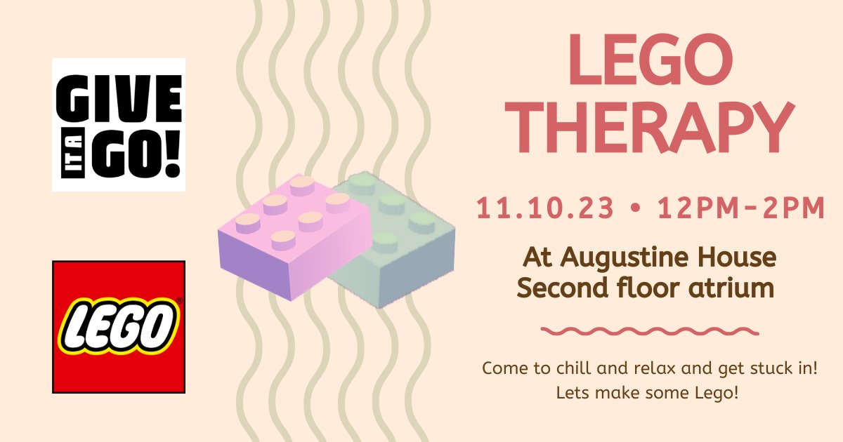 ccculibrary's tweet image. Join the student wellbeing team for a Give it a Go: Lego therapy session in the Augustine House #StressLess Area.  It&apos;s time to unwind by being creative and building with Lego! 12pm - 2pm Wednesday 11 October.
ccsu.co.uk/ents/event/179… 
@CCCUStudents