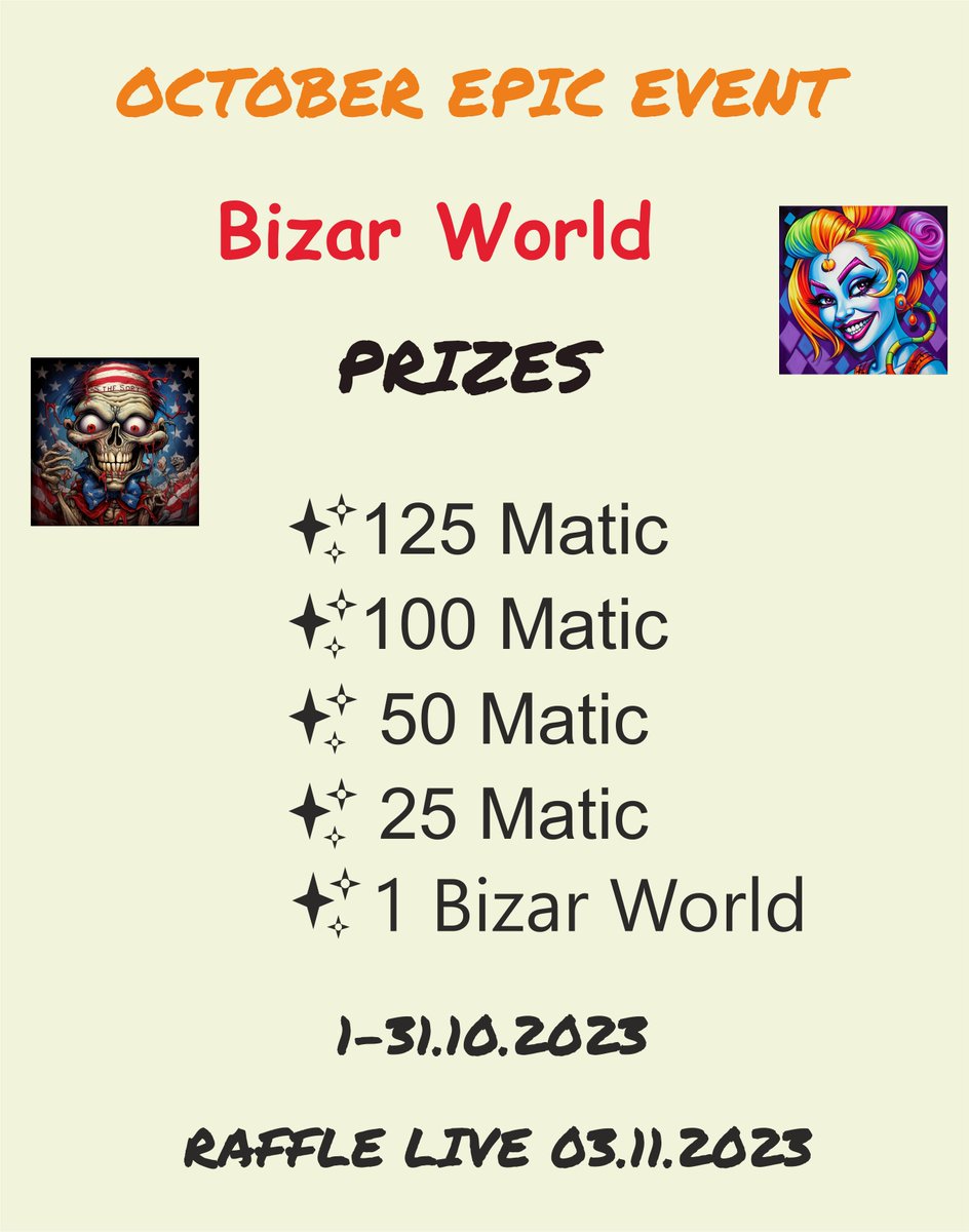 🔥🔥🔥BAMMMM🔥🔥🔥

                           Event prices INCREASED ❣️

I love to give back to my community so decided to make this an EPIC event ❤️

Prizes:            ✨125 Matic
                         ✨100 Matic 
                         ✨ 50 Matic