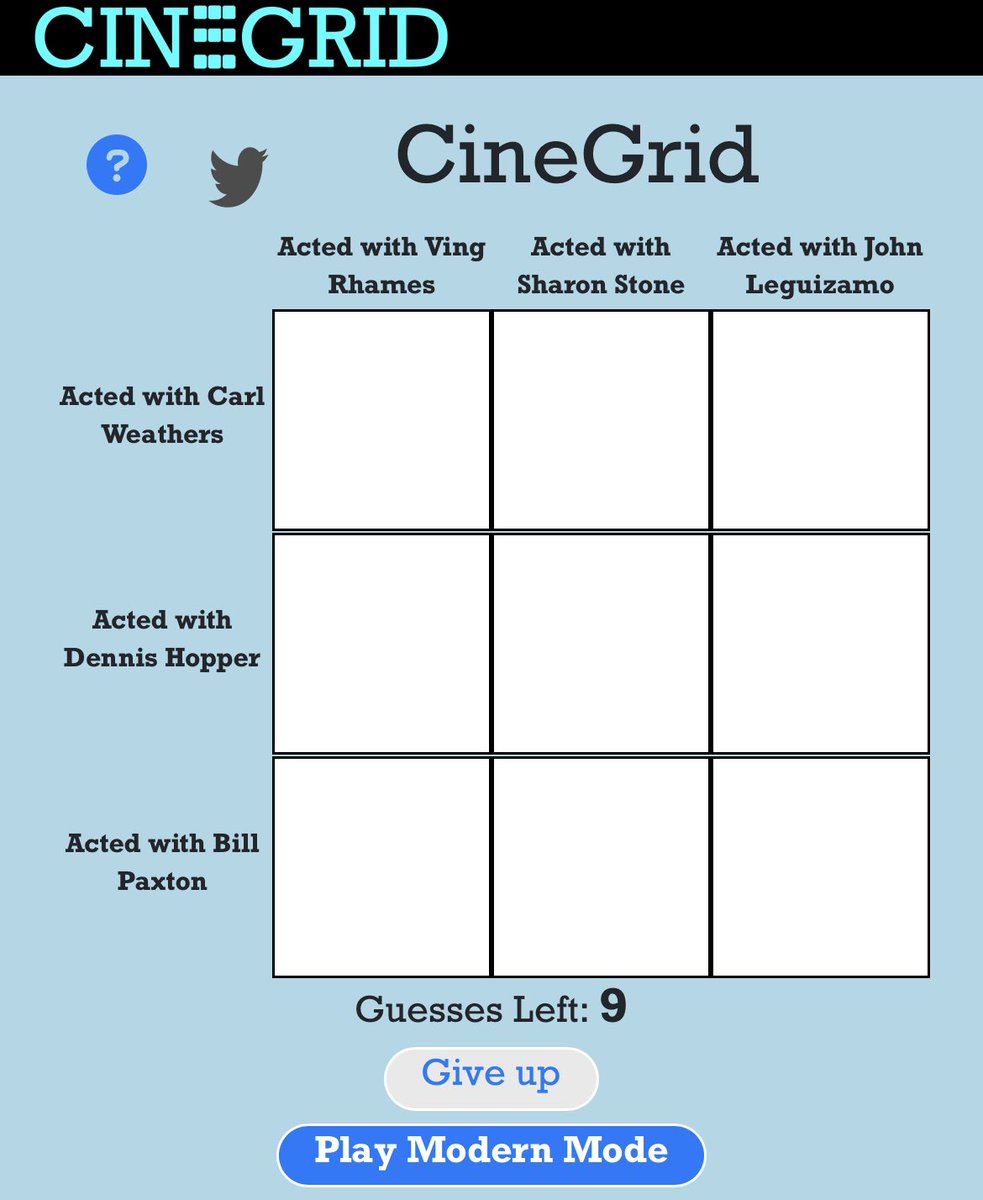 CineGridGame's tweet photo. Play the new grids today and use the new copy results option to share with your friends! Reply/quote with your results!

Play at https://t.co/aJ4oTIbVHk https://t.co/LFeF9TN2D7