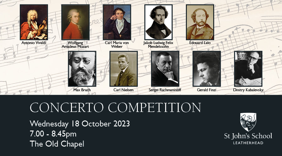 Very excited that we are fast approaching the date of our annual Concerto Competition; 11 talented pupils, 12 movements from Rachmanioff to Mozart and 1 orchestra competing for the coveted Concerto Cup. 18 Oct, Old Chapel ⁦<a href="/StJohnsSurrey/">St John's School, Leatherhead</a>⁩