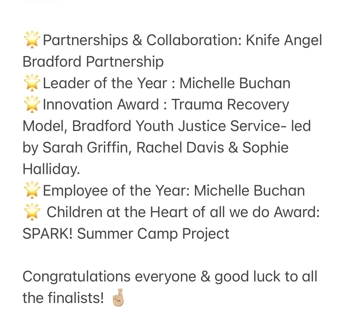 Bradford_YJS's tweet photo. ⭐️ #BradfordCouncilSEAs Finalists Announcement ⭐️

We’re extremely proud to announce that @Bradford_YJS have made the finals for the following categories @bradfordmdc Service Excellence Awards

@BradfordCFT 🫶🏼

Good luck everyone! 🤞🏼🤞🏼🤞🏼🤞🏼🤞🏼 https://t.co/f2UJUsLjWy