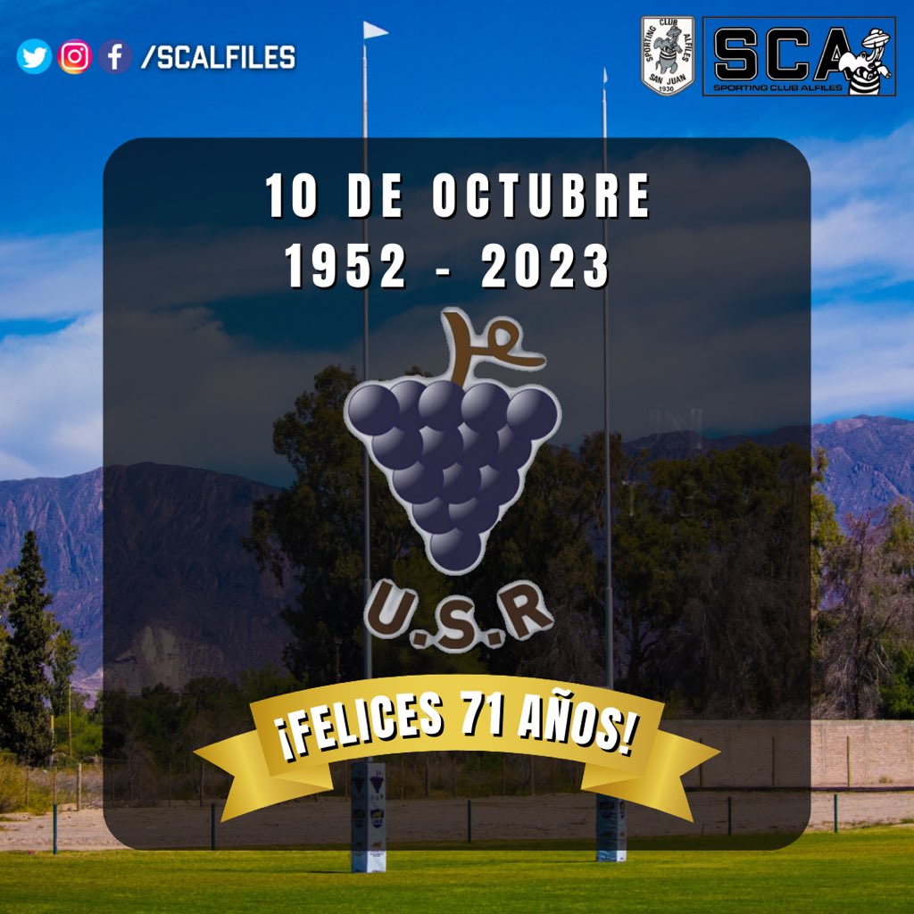 SCAlfiles's tweet photo. 🏉🍇 Saludamos a la Unión Sanjuanina de Rugby en su 71° aniversario. ¡Felicidades! https://t.co/XvPeFOekHF
