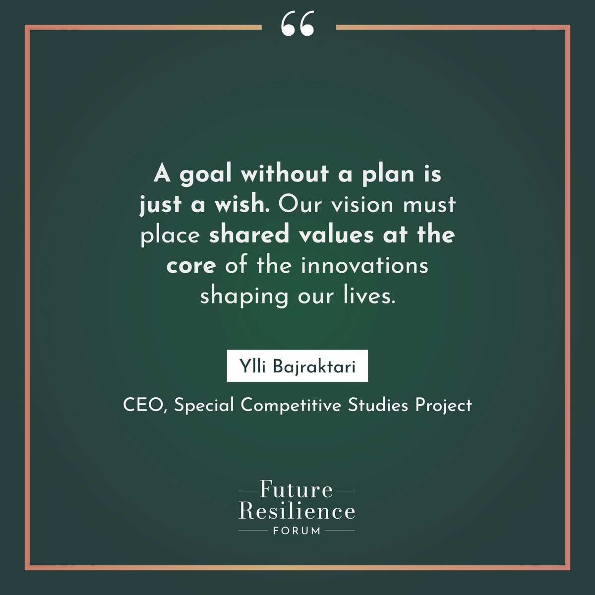 The strongest partnerships are rooted in shared values. <a href="/Ylli_Bajraktari/">Ylli Bajraktari</a> CEO of <a href="/scsp_ai/">Special Competitive Studies Project</a> emphasises the importance of respecting democratic principles as we embrace new technology #FutureResilienceForum