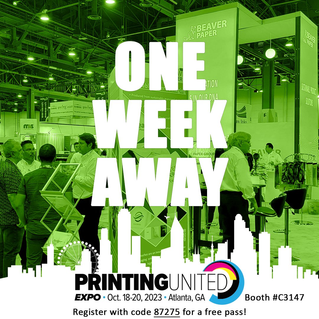 📢 Just ONE WEEK until PRINTING United 2023!
Beaver Paper is bringing its A-game, and we hope to see you there!

Register here to get in free! >

nvyt.es/f84175332e906c…

#BeaverPaper #PRINTINGUnited #DyeSublimation #Printing #Paper