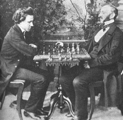 Checkm8Showdown's tweet image. Today's setup comes from a famous game against the #DukeofBrunswick and Count Isouard at the Italian Opera House in Paris, 1858 known as "The Opera Game".👑

This game is considered to be #Morphy's best game ever played.

Read about it here:
chess.com/terms/opera-ga…