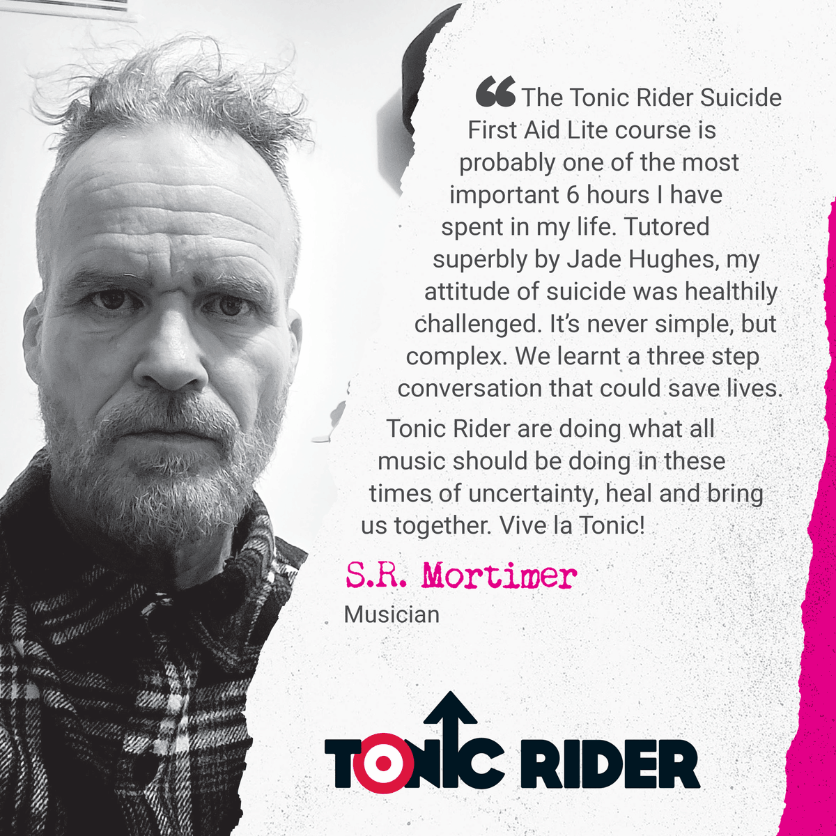 Join our final online Suicide First Aid Lite course of 2023!  

£35pp - reduced from £75 by Tonic Rider for the music industry  

#TonicRider #SuicidePrevention #MentalHealth #Wellbeing #Music