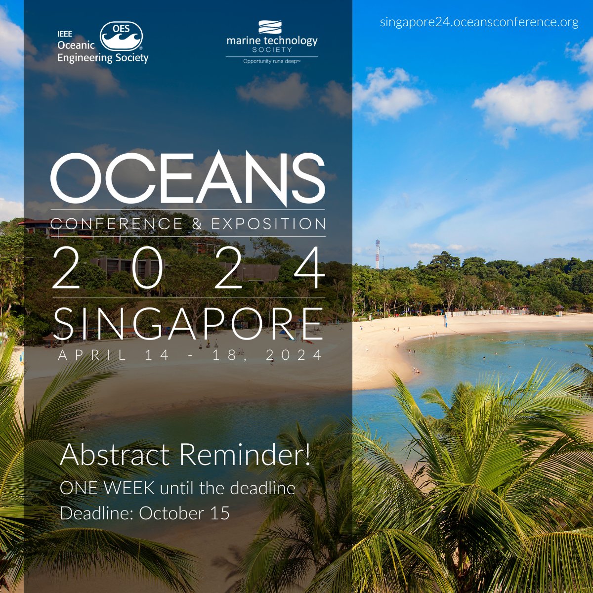 OCEANS_Conf's tweet photo. Abstract Deadline in One Week! 
This is your reminder to submit your abstract today - the deadline is October 15. Start the easy submission process by click the link now. Don't miss your chance! 

https://t.co/5pcC2pFvrD https://t.co/TwuJsoMfHF