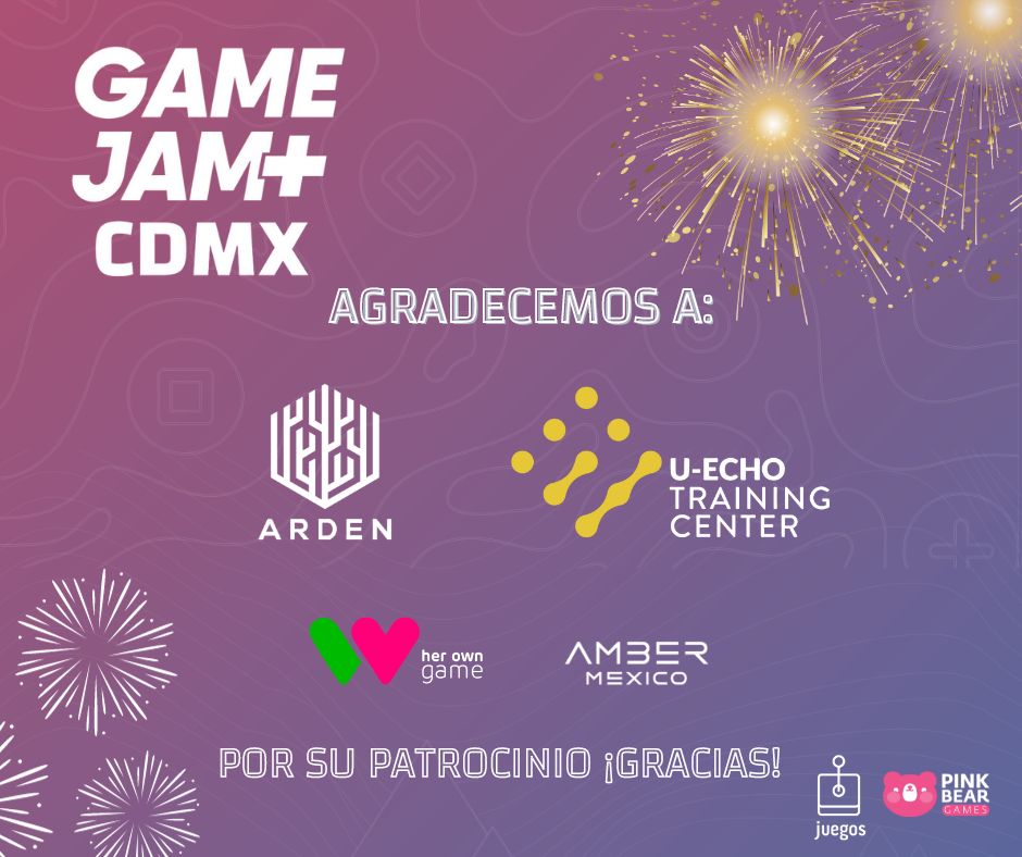 GameJamPlus1's tweet photo. Gracias a  #Arden 💕#UEchoTrainingCenter, #HerOwnGameLatAm y #Amber  por ser nuestros queridos patrocinadores de este gran evento en Pro de creación de estudios y grandes proyectos para los videojuegos https://t.co/vm23B0UAQZ