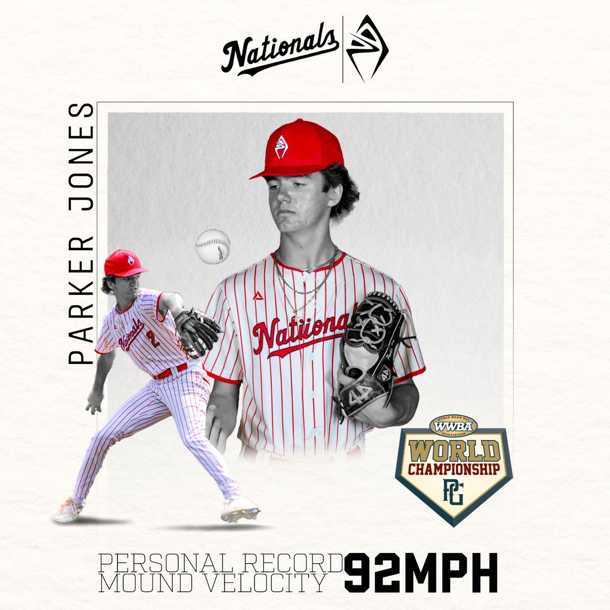 NEW PR👀🔥

TPA Nationals 18u Black RHP Parker Jones posted a new PR this past week while competing in the PG 2023 WWBA World Championship in Jupiter, FL! PJ’s work in &amp; outside of our program has paid off as he has continued to establish himself as an ELITE pitching prospect🚀