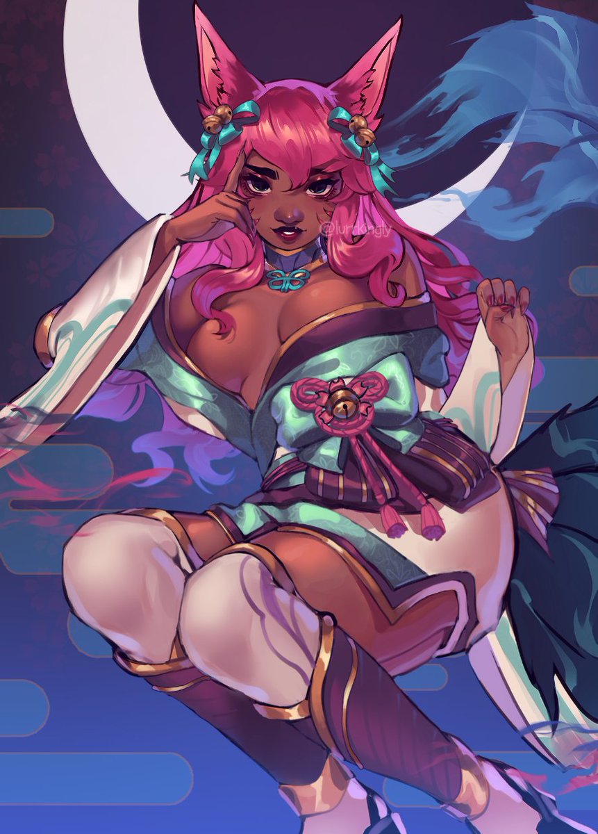 girlfriendchamp's tweet photo. spirit blossom ahri 😍🌸 for #blacktober 💕 https://t.co/SLCcGwI1dt