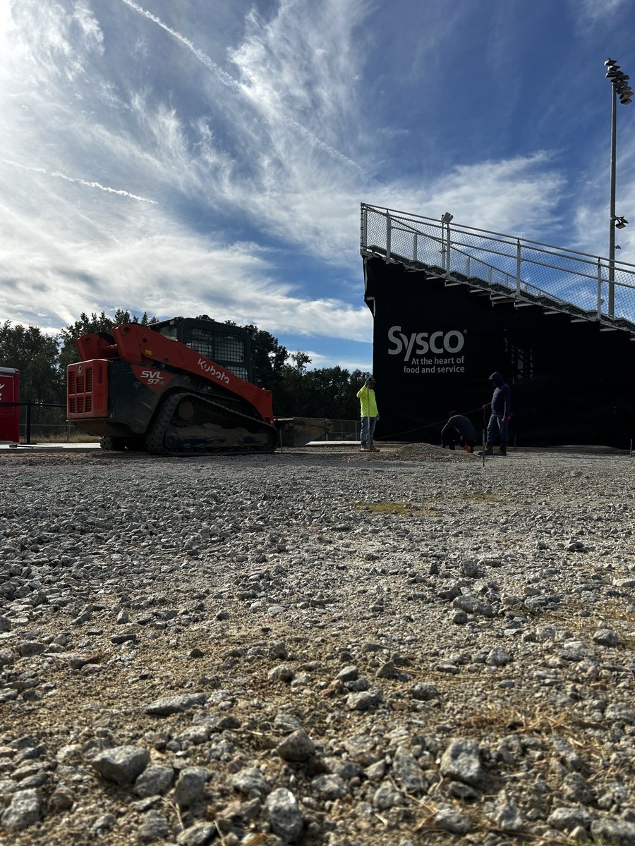 Construction at Tormenta Stadium has continued this week. Construction crews are leveling more of the gravel today and will be pouring concrete to expand the concourse.