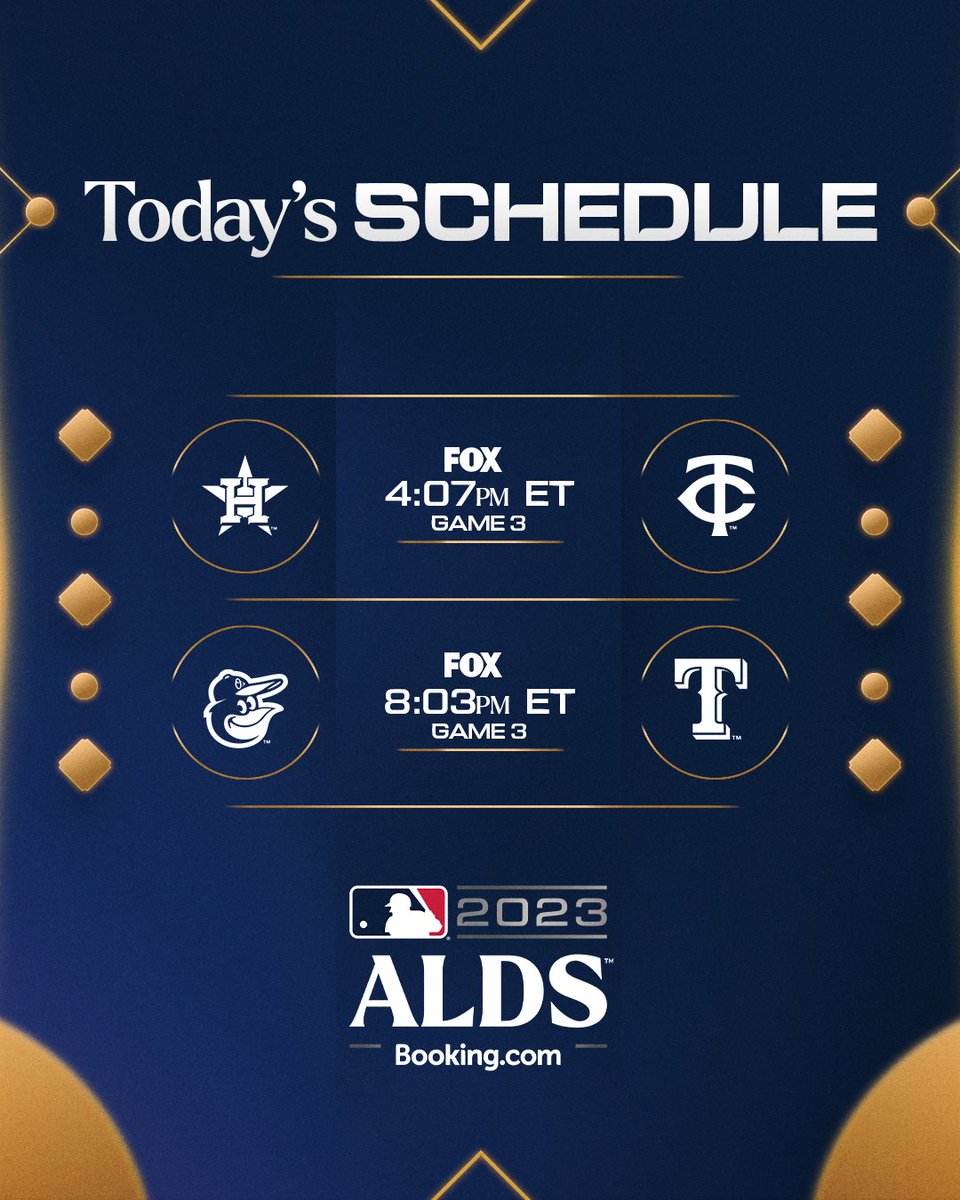 MLB's tweet photo. #ALDS Game 3s are here. 🤩 https://t.co/dBvR9Gr0qM
