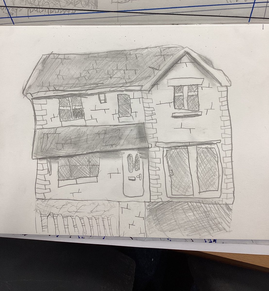 Miss Kay is very impressed with this young artist! 

What an incredible observational sketch of a house! We can’t wait to see the watercolour development of this!