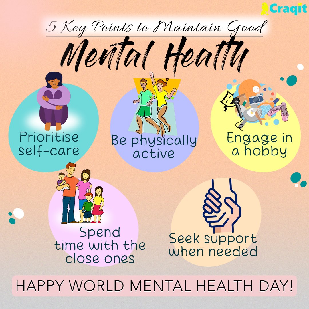 craqitcommunity's tweet photo. Take a step towards better mental health today and every day.✌Wish you all a peaceful World Mental Health Day.☮️
.
.
.
#craqit #craqitcommunity #mentalhealth #mentalhealthtips #mentalhealthmatters #mentalhealthawareness #worldmentalhealthday #worldmentalhealthday2023 https://t.co/l0XgHKFTR4