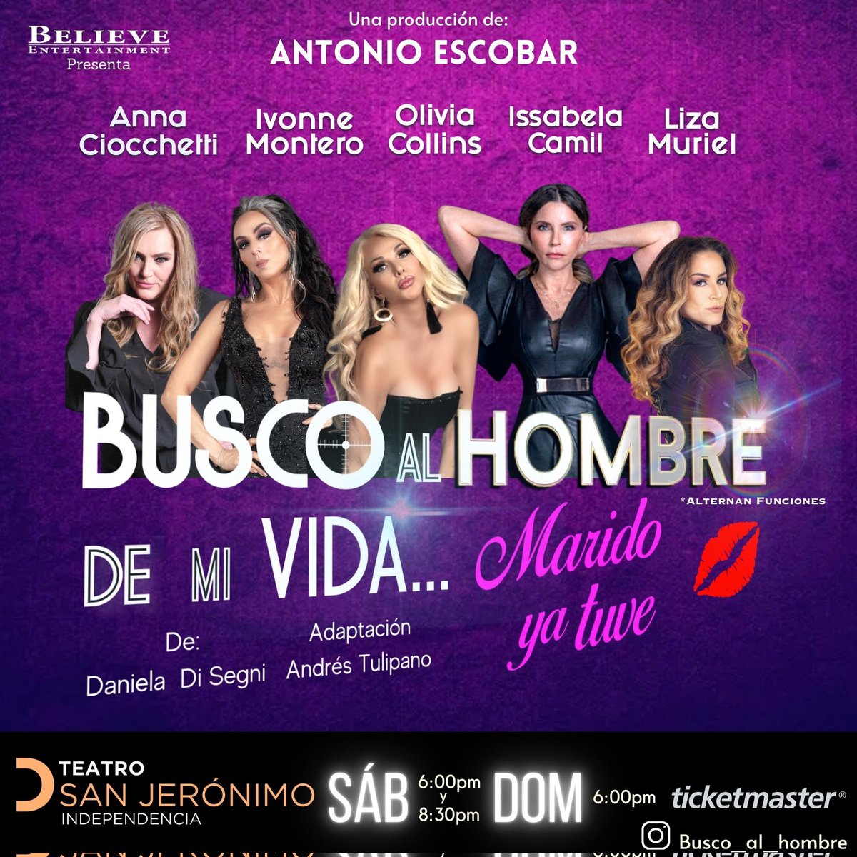 La comedia #1 de México ahora en  el <a href="/TSanJeronimo/">Teatro San Jerónimo</a> <a href="/AnnaCiocchetti/">Anna Ciocchetti</a> <a href="/IvonneMonteroO/">Ivonne Montero</a> <a href="/issabelacamil/">issabela Camil</a> <a href="/OliviaCollinsMX/">Olivia Collins</a> <a href="/AntonioEscobar0/">Antonio Escobar</a>