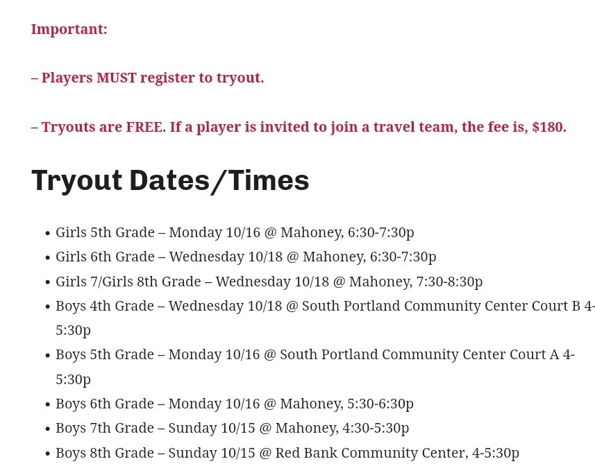 Tryouts are NEXT WEEK!
Don't miss your chance to tryout for a winter SoPo Hoops team. You must register to attend tryouts. You must tryout to be considered for a team.  Times and locations by grade are listed below
sopohoops.com/register/