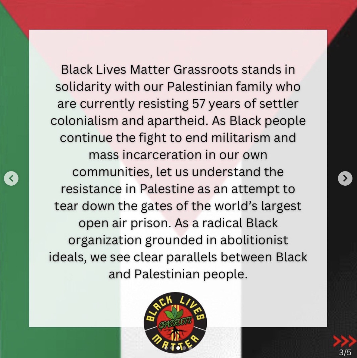 disclosetv's tweet photo. NEW - Black Lives Matter Grassroots issues "statement in solidarity with the people of Palestine." https://t.co/soeMNXFrBO
