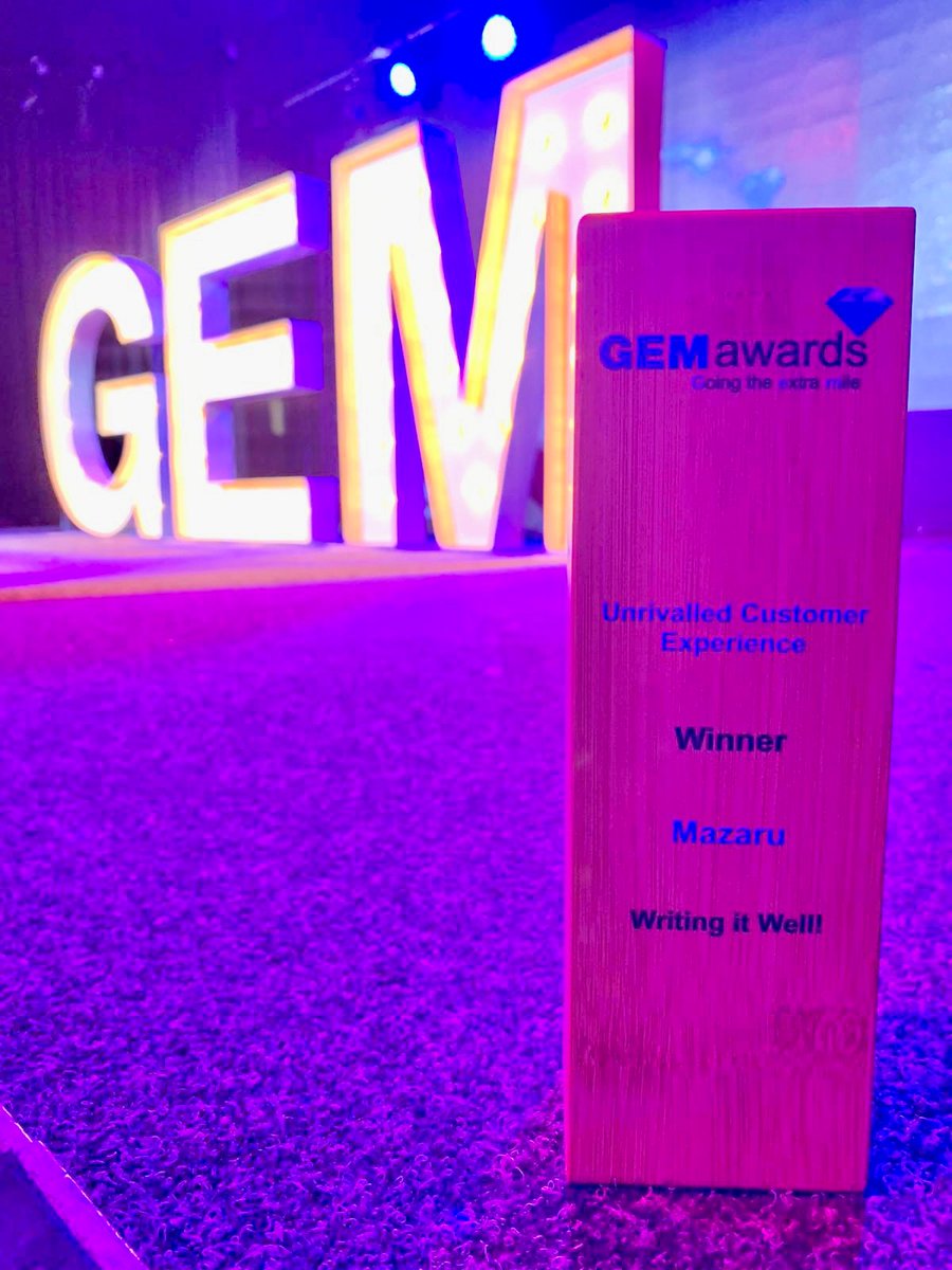 mazaruspeaks's tweet photo. WE'RE WINNERS!!!  

Last night, we attended the NWG Going the Extra Mile awards ceremony as nominees for the Unrivalled Customer Experience category. Another huge congratulations to our team for winning the Writing It Well trophy (or tree-phy as we like to call it 😉).  
#WINNER https://t.co/D6LzfqVCdS