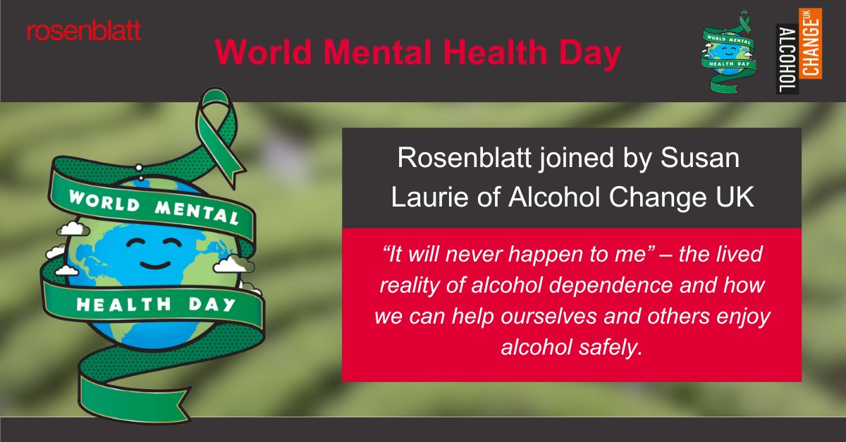 To mark World Mental Health Day today we were joined virtually for a talk by alcohol awareness charity, Alcohol Change UK. Our guest speaker, Susan Laurie, hosted a webinar on the topic “It will never happen to me” – the lived reality of alcohol dependence.
#WorldMentalHealthDay