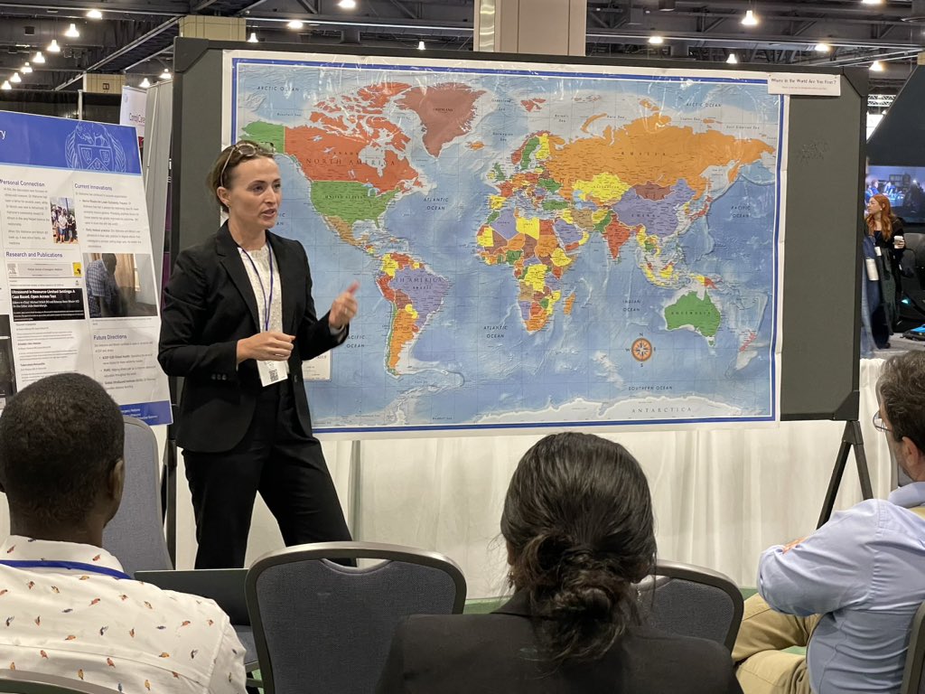Eleanor Reid, MD, PhD, presents “The role of Academic Emergency Medicine in Growing Global Emergency Medicine: High-Priority Research in Global Emergency Medicine” in the Global Village at #ACEP23