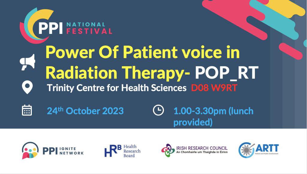 Just two weeks to go until #PPIFestival23! Great opportunity for former patients, their family and friends interested in #radonc to share their unique insight. @IEColonCancer @CancerInstIRE @Cuislecancer @braintumourIRL @MarieKeating