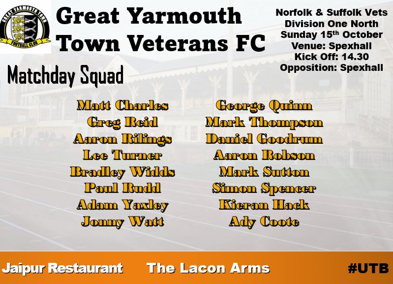 🔴Squad Announcement🔴

Massive game this Sunday as we travel to <a href="/spexhallfc/">Spexhall Huntsman&Hounds FC</a> to attempt to extend our winning start!

We are under no illusion...this is gonna be tough...but we are ready! 💪🧡🖤

#Bloaters #UTB