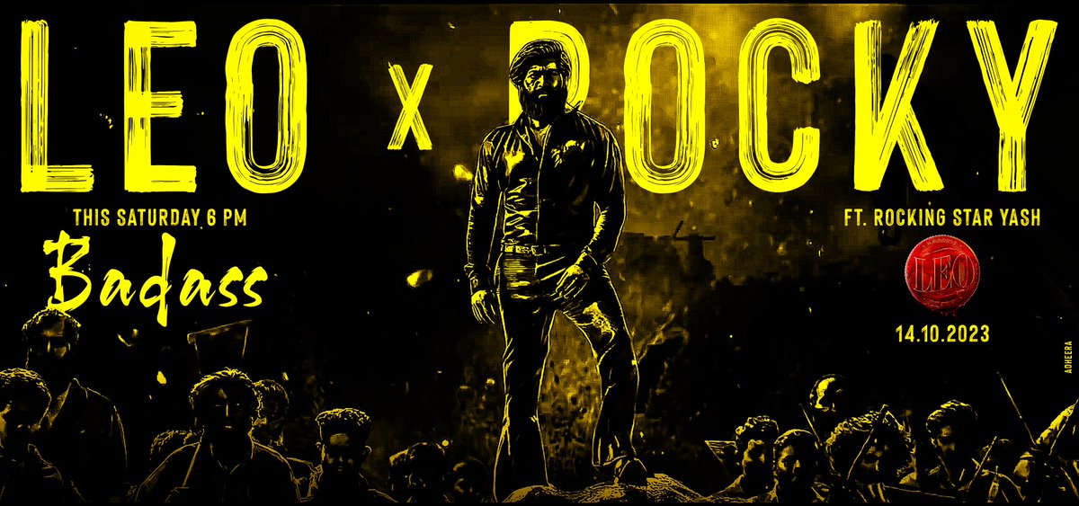adheeraeditz's tweet photo. #Leo x #ROCKY 💥
@TheNameIsYash
 
This Gonna Be Something Huge 

A Lyrical Video WIll Be Out , This Saturday 6 Pm

@actorvijay
#Yash19 #yashboss𓃵 
#ThalapathyVijay𓃵 https://t.co/X6oiuLIAl3