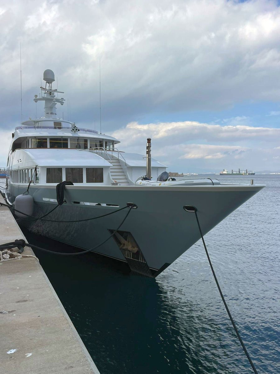 The 55m/ 180ft Olympus, delivered as Tits in 1996, was pictured by Danny in Gibraltar last Friday. Photos by @DannyWheelz on Instagram. #Olympus #Tits #Gibraltar #DannyWheelz