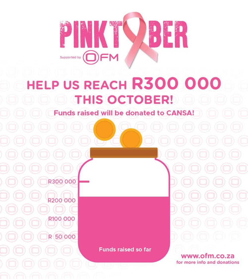 OFMNuus's tweet photo. Thanks to your wonderful support, we can start this week's #OFMPinkPledge Wednesday with R214 000 in the bank! Please help us reach our goal of raising R300 000 for CANSA The Cancer Association of South Africa! Contribute here: https://t.co/Uo0YoKWqLn. https://t.co/pNBv6ePXmE