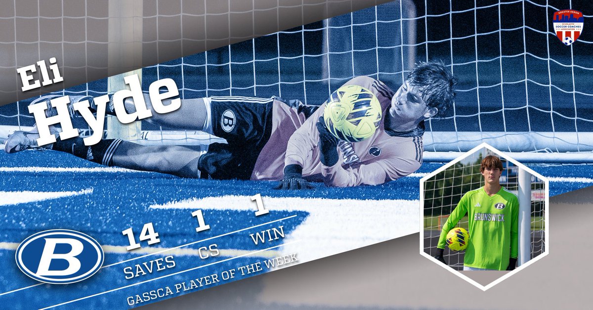 PLAYER OF THE WEEK | ELI HYDE

<a href="/EliHyde0/">Eli Hyde</a> was named Week 7 DIB #PlayerOfTheWeek! Hyde had nine saves for <a href="/Soccer_BHS/">Brunswick HS Soccer</a> to draw with <a href="/OSSCAsoccer/">Ohio Scholastic Soccer Coaches Association</a> 2nd-ranked <a href="/BeesBoysSoccer/">Medina HS Boys Soccer</a> and a clean sheet versus <a href="/GlenOakSoccer/">GlenOak Boys Soccer</a>!

Congrats, Eli!