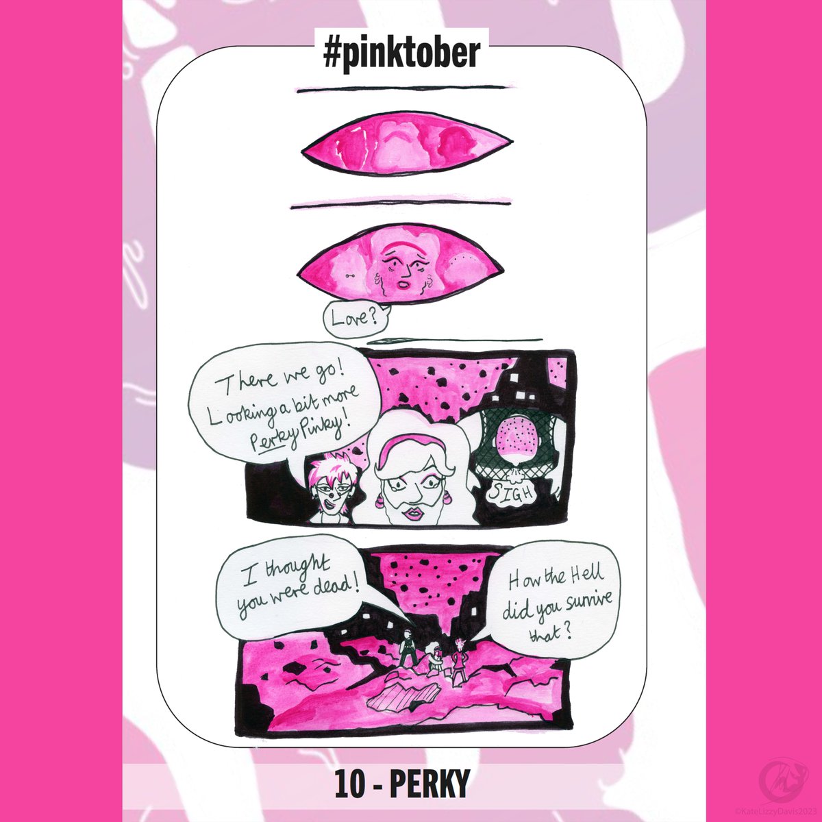 GreedyOuroKLD's tweet photo. Day 10 - Perky. #pinktober
-
What happened that night?
-
Follow Pinky and his friends on their night of glitter, lipstick and pink-filled horror!
-
@culturehustle #Pinktober2023
-
#originalcomic #ocs #queerartist #lgbt #queer #inktober #penandink #guache #pink #halloweencomic https://t.co/WcB4qjeCWj