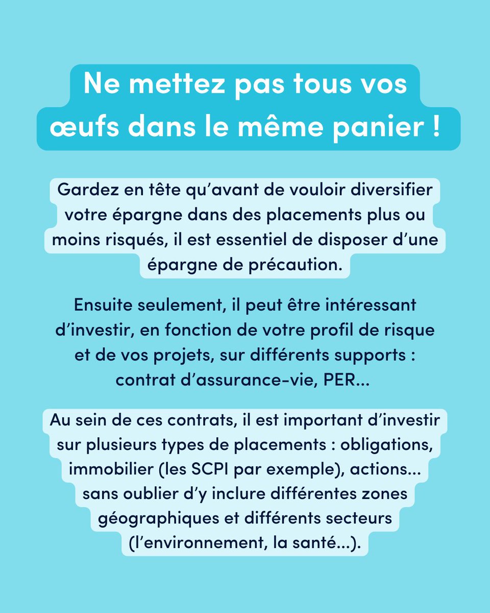 Moniwan_FR's tweet image. #MardiConseil 🐣 En matière d’#investissement, mieux vaut éviter de mettre tous ses œufs dans le même panier !

Vous avez certainement déjà entendu cette phrase, mais savez pourquoi il est si important de diversifier ses investissements ? 🤔 #EducationFinancière