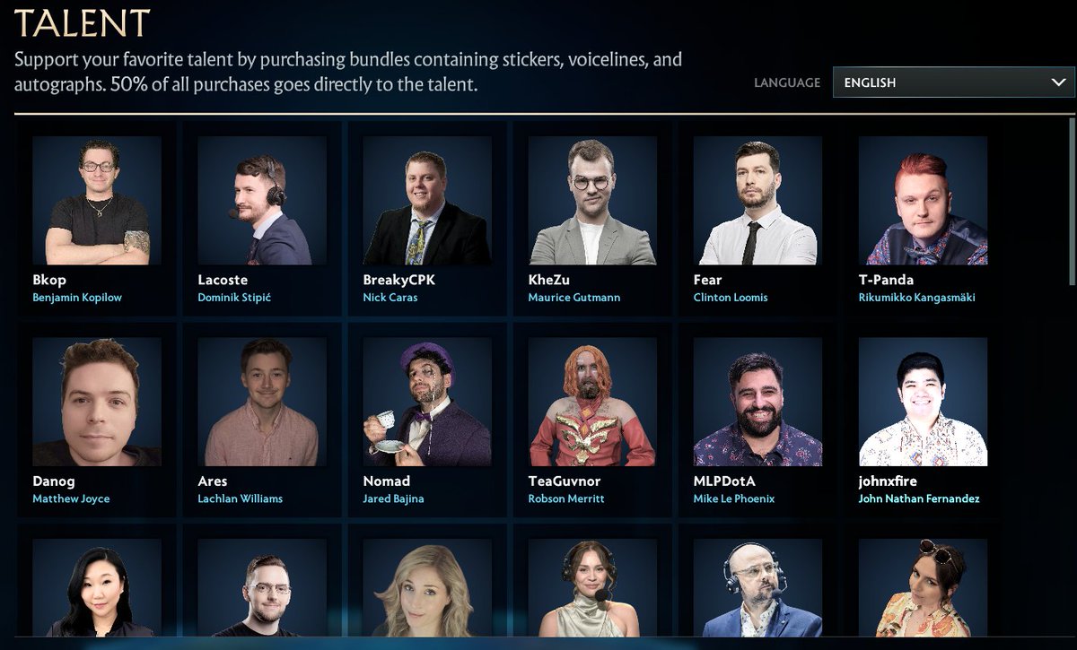 Talent bundles are now in the game, go support your favorite people. Stickers, autographs and voicelines are included inside the bundles.