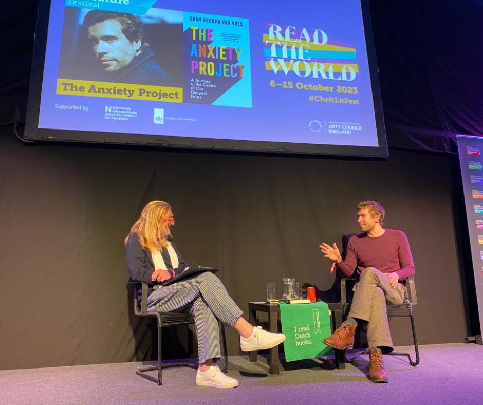 NLinUK's tweet photo. At Cheltenham Literature Festival this week, Dutch writers

📚 Daan Heerma van Voss with The Anxiety Project 
📚Gerda Blees with We Are Light

as part of a #newdutchwriting campaign by the @Letterenfonds to promote translated Dutch books in the UK and Ireland.

#CheltLitFest https://t.co/kLC2849p6P