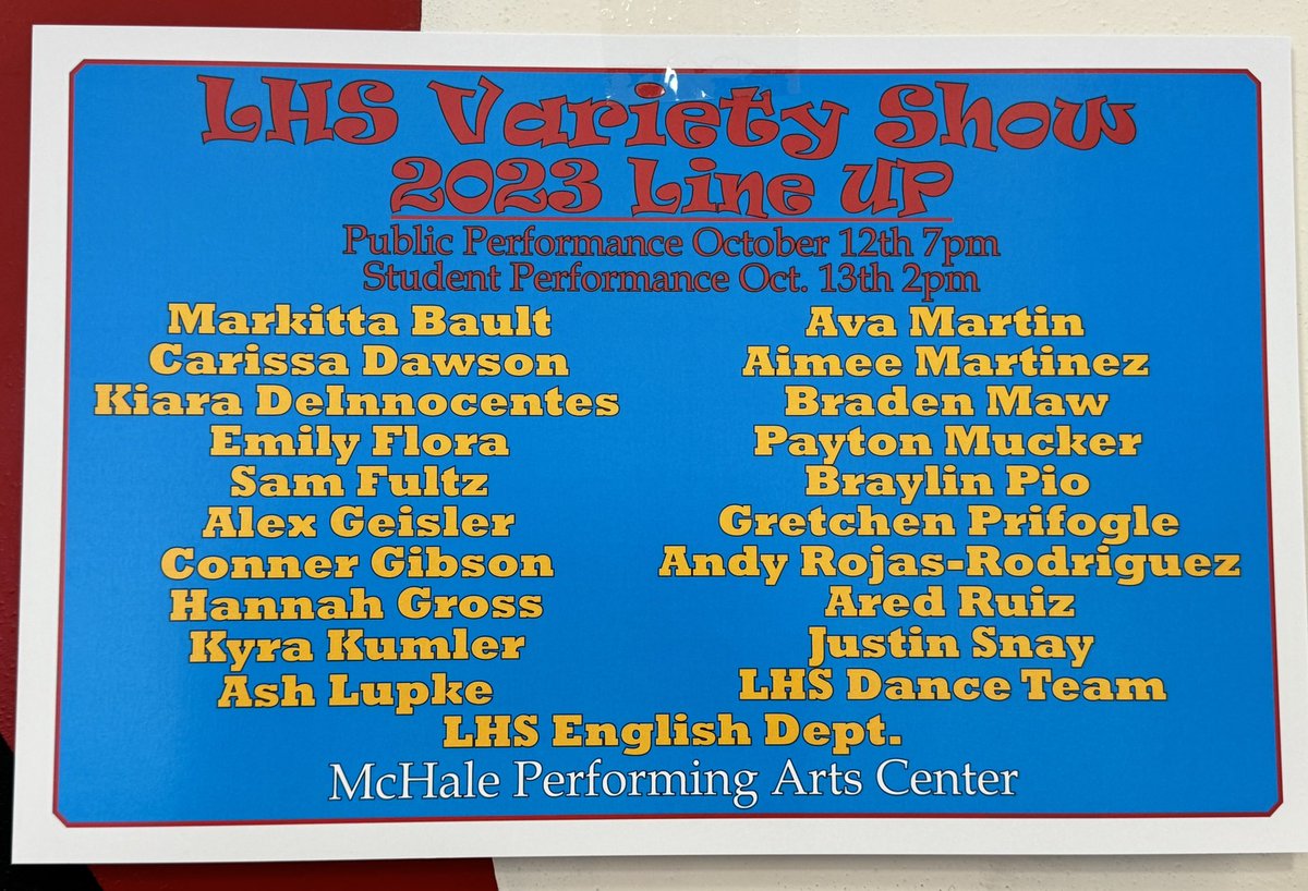 🎟️ Get ready for the talent and entertainment at the LHS Drama Department Variety Show! 🌟 Tickets are available now for $3. Don't miss out on the amazing performances! 🎤