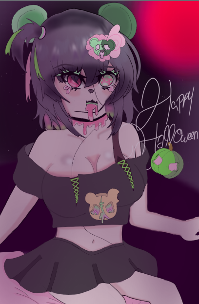 Fayaxuracross's tweet photo. #pinkidge  BACK AT ONCE MORE  FOR HALLOWEEN TIME   BONNIE COSPLAYING ZOMBIE BEAR https://t.co/q5SoBOCKau