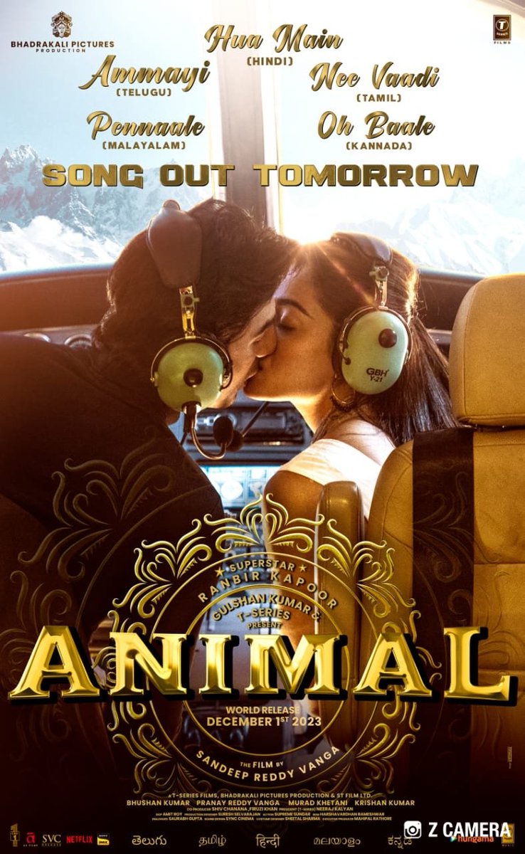 BollywoodTime14's tweet photo. #HuaMain #Ammayi #Neevaadi #OhBhaale #Pennaale

Music by @jam8studio 

Song Out on 11th October ❤️
#Animal1stSong

#Animal #AnimalTheFilm #AnimalOn1stDec
@AnimalTheFilm @AnilKapoor #RanbirKapoor @iamRashmika @thedeol @tripti_dimri23 @imvangasandeep #BhushanKumar @VangaPranay https://t.co/7jDCqRlqgr