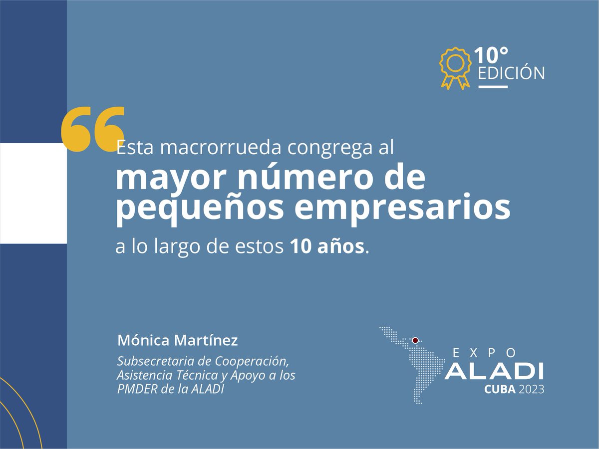 ALADI_SG's tweet photo. 📢 Con rotundo éxito culmina la #ExpoALADI Cuba 2023 🇨🇺 Una gran oportunidad para los empresarios de toda la región

🔎 Compartimos algunos resultados, que dan cuenta del éxito y compromiso de todos los participantes, empresarios y organizadores https://t.co/2Uyd8YstXI