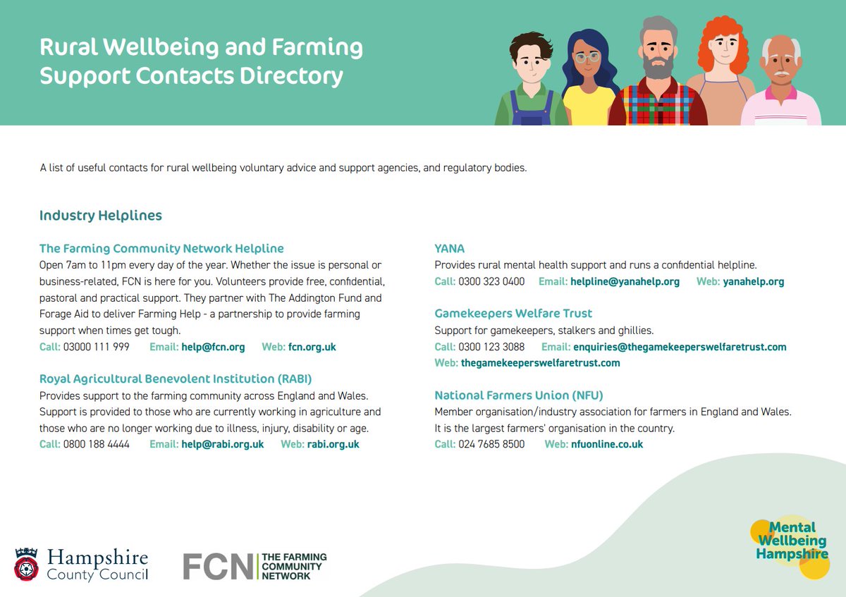 Do you know about Hampshire's Rural Wellbeing and Farming Support directory?  Do spread the word this #WorldMentalHealthDay to ensure it's wide circulation:    documents.hants.gov.uk/public-health/…