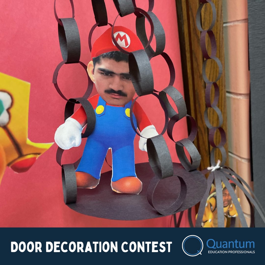 Quantum_Pros's tweet image. Check out the fun this classroom&apos;s been having lately! Quantum staff Gigi, Nathan, &amp;amp; Sharif got creative in their #SPEDclassroom last week for a Door Decoration Contest &amp;amp; Dress Like A Student Day.

We&apos;re so grateful to have staff who go the extra mile to engage with students!
