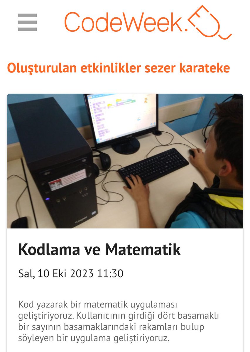 kale_ybo's tweet image. Kodlama ve matematik etkinliğinde; BT öğretmenimiz @SezerrK ve öğrencileri 4 basamaklı bir sayının basamaklarındaki rakamları bulan uygulama geliştirdi
#Codeweek2023 🌐
@denizlimem
@ArgeDenizli
#YapayZeka 🤖
@tcmeb
@emre_caliskan
@YTEMEL3
@CodeWeekEU
@CodeweekTurkiye
@kalemem20