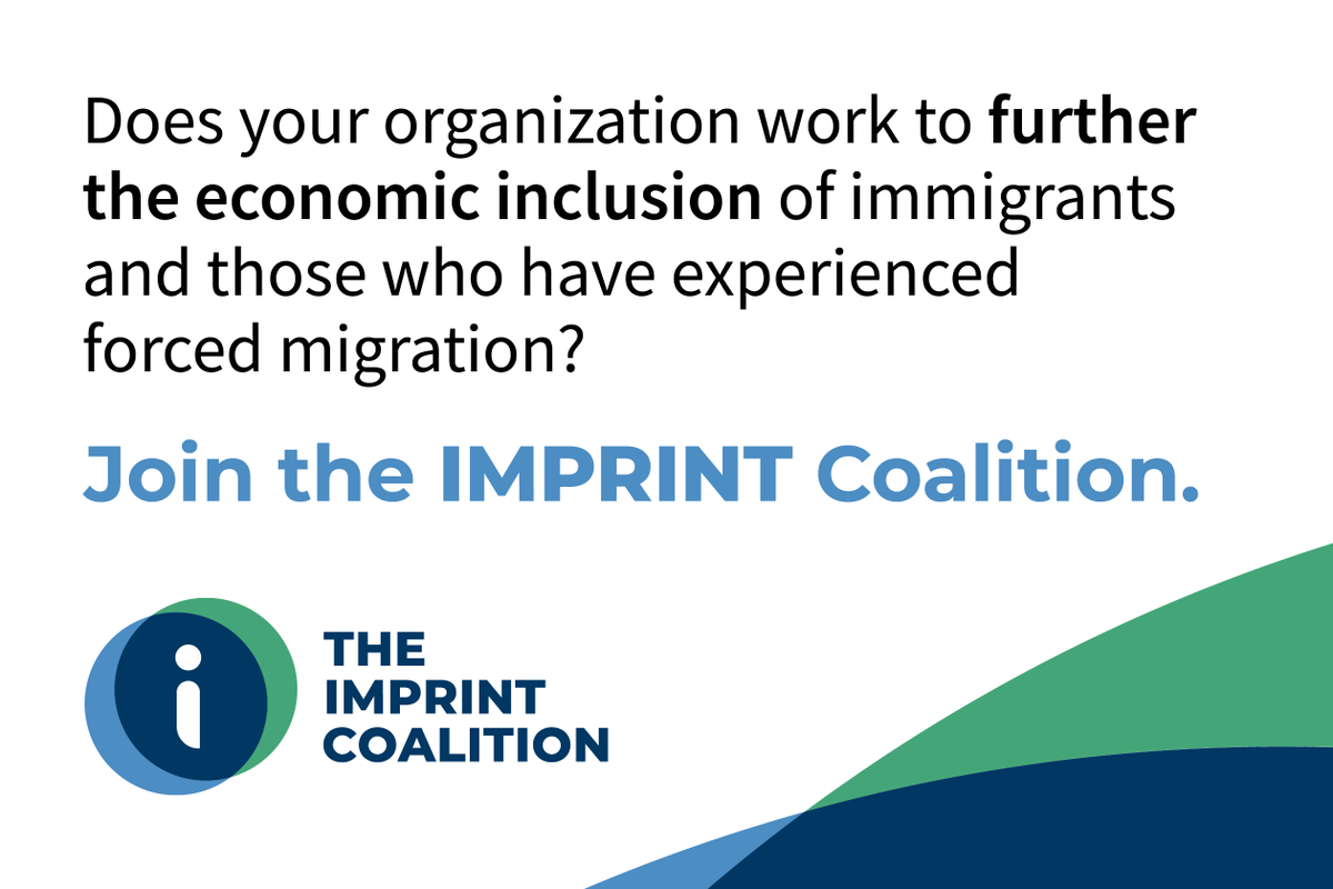 Apply to our coalition by this Friday, Oct 13! Be part of a network of national service providers, advocates, &amp; educational institutions committed to advancing public policies that support the economic inclusion of immigrants &amp; forcibly displaced people! impact-wes.org/join-imprint