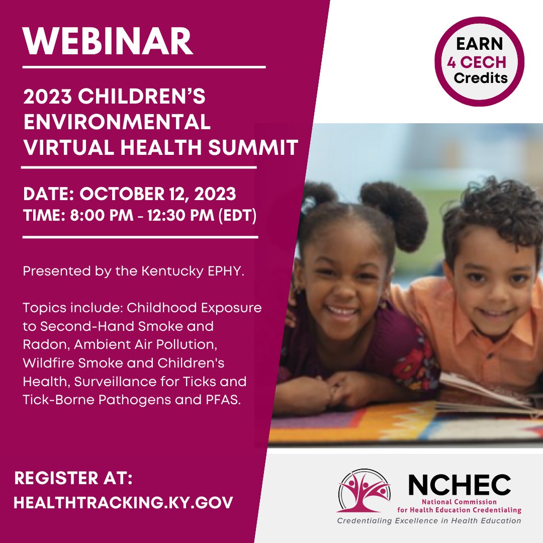 ChesMches's tweet image. Free #CHES #CECH Opportunity: Children's Virtual Environmental Health Summit

Register: ow.ly/LFKJ50PUBIf

#EnvironmentalHealth #ChildrensHealth #PublicHealth #continuingeducation
